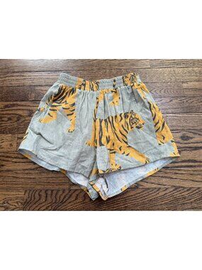Las Sureñas Surenas Tiger Print Linen Cotton Shorts Size XS